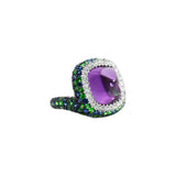 Ring with Large Amethyst Diamonds Sapphires and Tsavorites