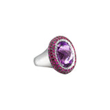 White Gold Ring with Amethyst and Rubies