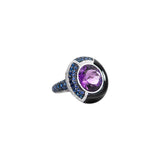 Ring with Amethyst Sapphires and Onyx