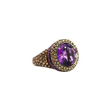Ring with Amethyst Sapphires and Diamonds
