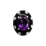 Set-Halskette mit großem Amethyst, Onyx und Diamanten