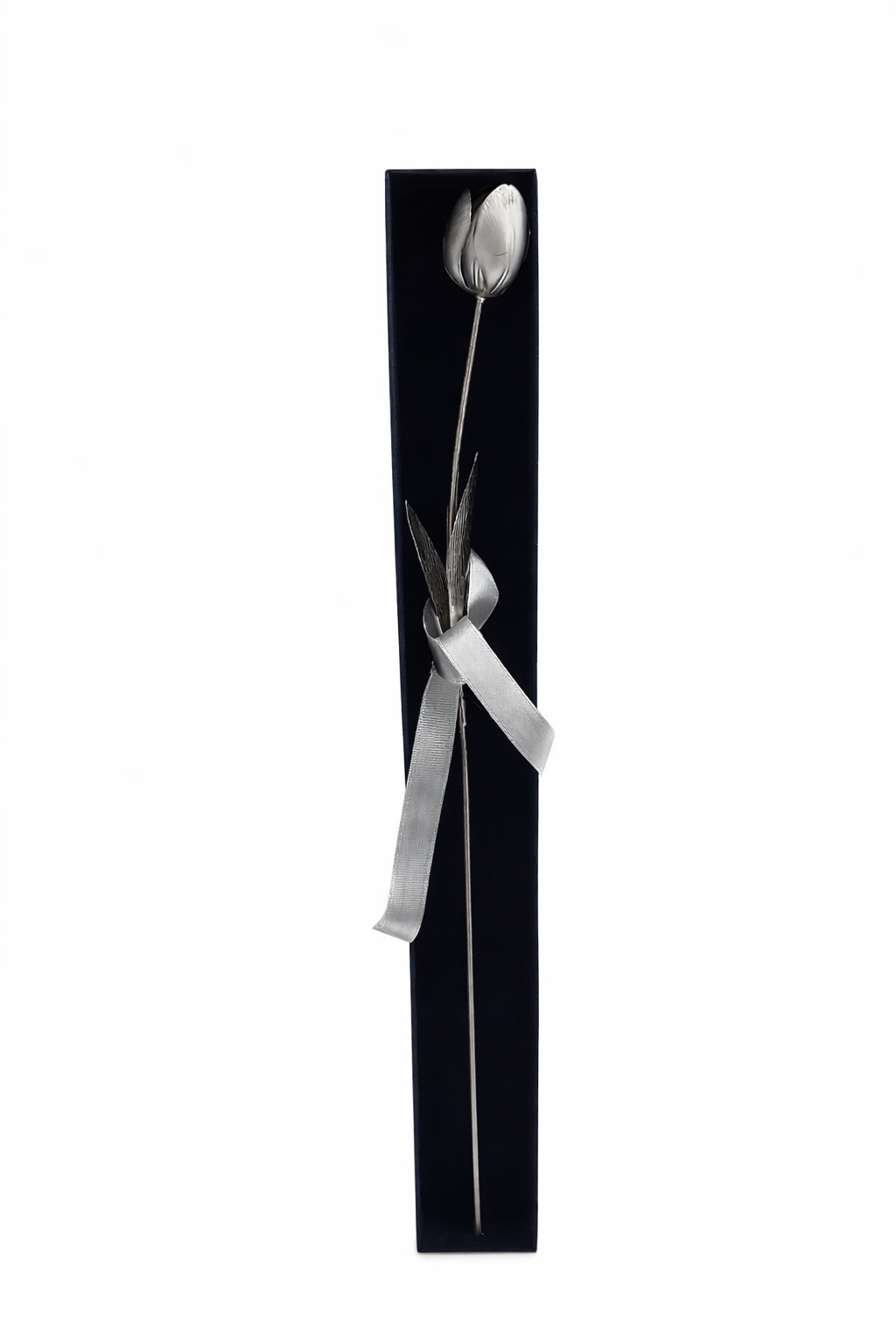 Silberne Tulpe aus 925 Sterling Silber – elegante dekorative Blume aus Silber, ideale Geschenkidee für besondere Anlässe.