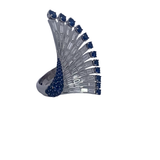 White 18K Gold Fan Cocktail Ring with Royal Blue Sapphires