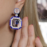 Art Deco Sapphire Rock Crystal Earrings