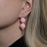 Pink Opal Earrings with Diamonds