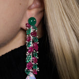 Earrings with Opal Emerald and Rubies