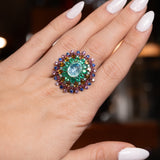 Baroque style Ring with Tourmaline and Emerald