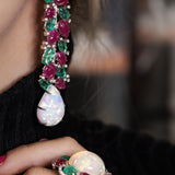 Earrings with Opal Emerald and Rubies