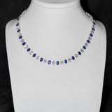 Tennis Necklace with Diamonds and Sapphires