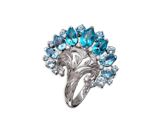 Carrera y Carrera Genus Ring | 18K White Gold with Topaz & Diamonds