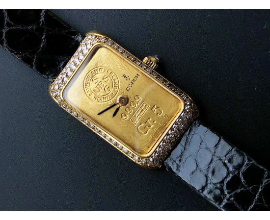 PAMP Suisse Goldbarren Uhr 18K Gold mit Diamanten selten Österreich