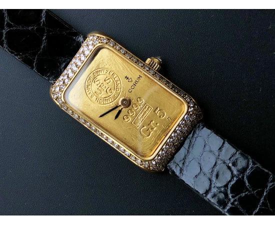 PAMP Suisse Goldbarren Uhr 18K Gold mit Diamanten selten Österreich